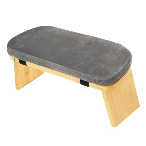 Vaveren Yoga Meditation Bench Meditation Stool for Extended Practice Folding with Removable Cushion Comfortable Kneeling Stool Chair - color: Gray