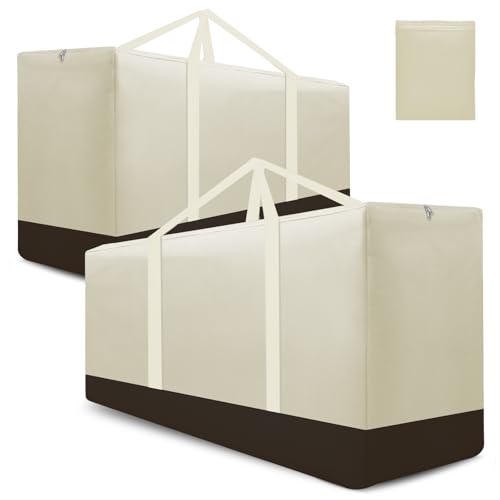 2 Pack Cushion Storage Bag Waterproof Outdoor Cushions Storage Bag 68" L x 30" W x 20" H Large Patio Furniture Cushion Storage Bags with Handle and Zipper (Beige, 2 Pack) - color: Beige, size: 2 Pack