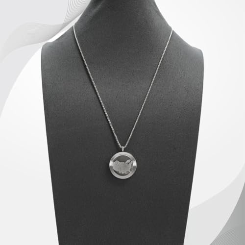 Aromatherapy Diffuser Necklace-Eagles Essential Oil Necklace,Aromatherapy Diffuser Pendant for Men and Women,Portable,Suitable for Yoga,Meditation,Travel,Stress Relief Gift(Silver 30mm) - color: Eagles Silver