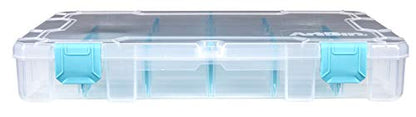 ArtBin 6847AG Medium Anti-Tarnish Box with Removable Dividers, Jewelry & Craft Organizer with Anti-Tarnish Technology, [1] Plastic Storage Case, Clear with Aqua Accents - size: Medium (10.75" x 7.375")