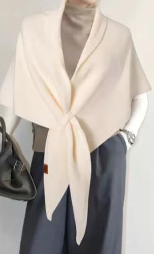 Women's Wool Shawl Wraps Knitted Casual Soft Scarf Pashmina Shoulder Cover-ups 2025 Fall Winter Cardigan Wrap - color: Off-white