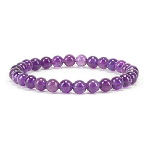 Cherry Tree Collection - Small, Medium, Large Sizes - Gemstone Beaded Bracelets For Women and Men - 6mm Round Beads - color: Amethyst, size: Small