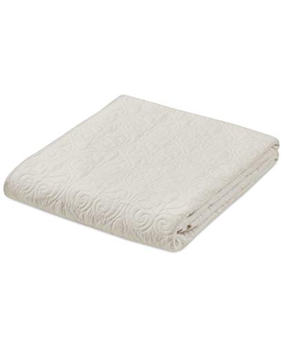 Madison Park Throw Blanket - Reversible Damask Quilting Design, Soft Pre-washed Microfiber, Cotton Filled Spread, Cozy Summer Blanket - Throw for Living Room Couch, Sofa, Bed, Quebec, 60x70", Ivory - color: Ivory, size: 60"x70"