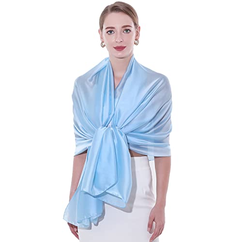 Womens Scarf Pashmina Shawls and Wraps for Evening Dresses Like Chiffon Silk Scarf for Bridal Weddings - color: Blue-2