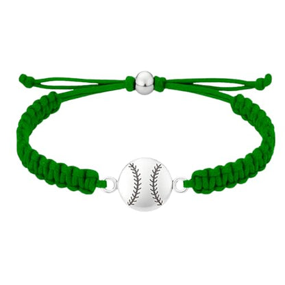 Sportybella - Baseball Bracelet, Baseball Jewelry, Adjustable Braided Baseball Bracelet, Baseball Gifts, Baseball Accessories - color: Green