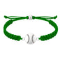 Sportybella - Baseball Bracelet, Baseball Jewelry, Adjustable Braided Baseball Bracelet, Baseball Gifts, Baseball Accessories - color: Green