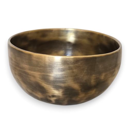 4.5 inch Handmade Tiger Antic Singing Bowl Set - Includes Wooden Mallet, Cushion & Gift Case - Handmade Sound Healing Bowl Set for Yoga, Mindfulness & Spring Meditation - Made in Nepal