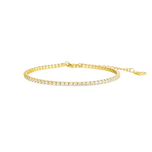 CAITLYNMINIMALIST Dainty Classic CZ Diamond 18K Gold Silver Adjustable Tennis Bracelet for Women Gift for Her - color: 18K Gold