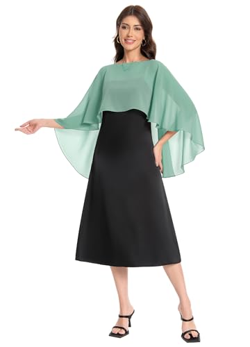 Baoqiya Women's Capelet Shawls and Wraps for Evening Dresses Soft Bridesmaid Shawl Chiffon Cape Wedding Cover Up - color: Bean Green
