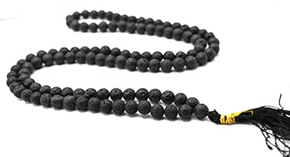 Amazing Gemstone Lava Stone Mala Beads - 108 Prayer Beads for Meditation and Mindfulness Practice, Handcrafted Mala Beads with Natural Gemstones for Spiritual Healing and Relaxation (Plain) - color: Lava Stone, style: Plain