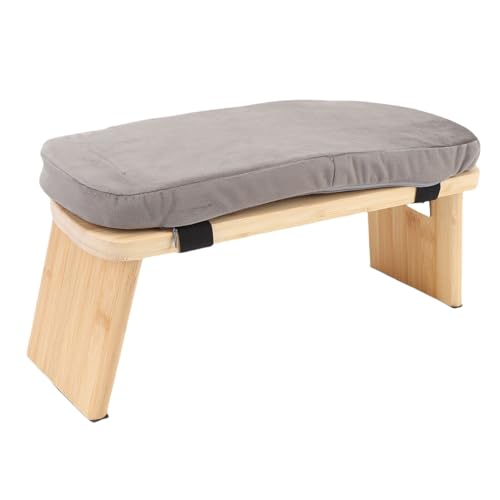 Yinhing Wooden Meditation Bench Ergonomic Detachable Kneeling Stool with Soft Cushion for Practice Includes Convenient Carry Bag Stylish Blue Design for Comfortable Meditation Sessions and (Gray) - color: Grey