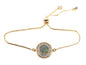 SIFRIMANIA Minimalist Adjustable Gold Plated Bracelet with Abalone Inlay and Cubic Zirconia Accent, Handmade Modern Jewelry for Women