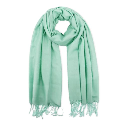 Silky Paisley Pashmina Shawl Scarf-Women's Soft Double-side Jacquard Pashminas Wrap for Evening Dress Travel Shawl - color: A-light Green