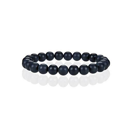 Cherry Tree Collection - Small, Medium, Large Sizes - Gemstone Beaded Bracelets For Women and Men - 8mm Round Beads - color: Black Agate Matte, size: Small