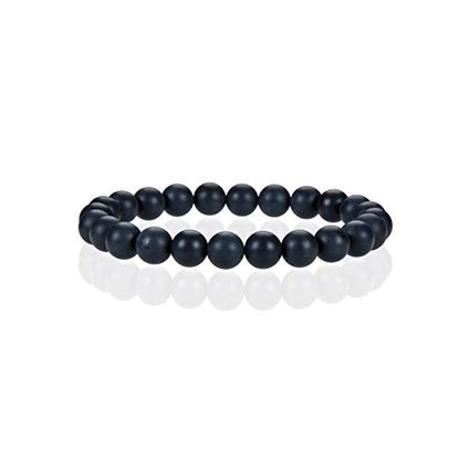 Cherry Tree Collection - Small, Medium, Large Sizes - Gemstone Beaded Bracelets For Women and Men - 8mm Round Beads - color: Black Agate Matte, size: Large