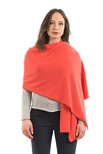 Dalle Piane Cashmere Womens Wool Cashmere Blend Stole Soft Italian Shawl Wrap for Wedding Evening Gift Made in Italy - color: Orange
