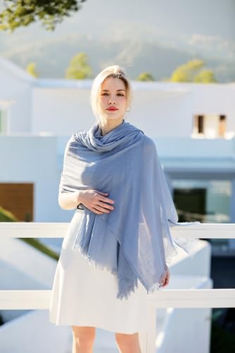 Pashmina Shawl Party Wraps Evening Dress Bridesmaid Long Cotton Scarves for Wedding - color: Blue Grey 31