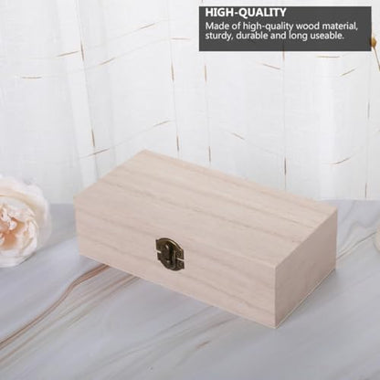 2pcs Wooden Storage Box Set Rectangular Retro Wood Jewelry and Tea Organizer with Flip Lid Natural Finish for Living Space and Packaging