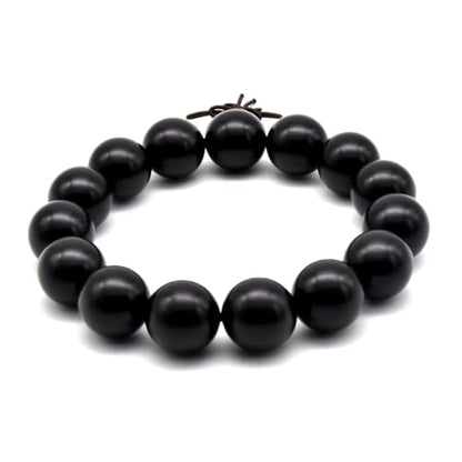 Zen Dear Unisex Natural Ebony Wood Buddhist Prayer Bead Necklace Bracelet Tibetan Prayer Mala Beaded Black - style: 15mm 15beads