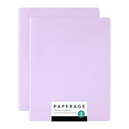 PAPERAGE Soft Cover Blank Journal Notebook, 2 Pack, (Lavender), 100 Pages, Large 7.5 inches x 9.5 inches, Ideal for Sketch Book, Note Taking & Travel Journal - color: Lavendar, style: Plain