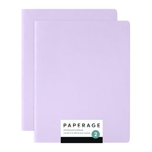 PAPERAGE Soft Cover Blank Journal Notebook, 2 Pack, (Lavender), 100 Pages, Large 7.5 inches x 9.5 inches, Ideal for Sketch Book, Note Taking & Travel Journal - color: Lavendar, style: Plain