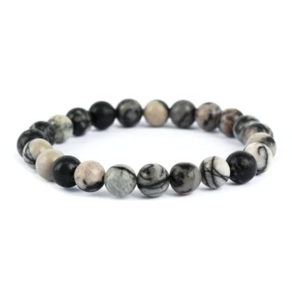 Natural Energy Healing Stone Charm Bracelet 8mm Natural Energy Healing Lava Rock Bracelet - Unisex - color: ZLY-Dark network