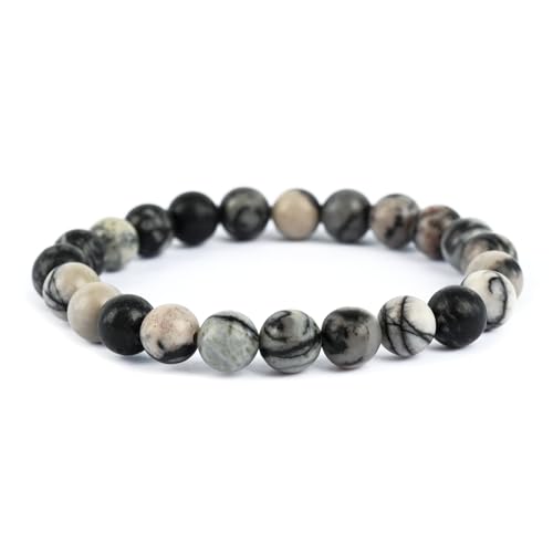 Natural Energy Healing Stone Charm Bracelet 8mm Natural Energy Healing Lava Rock Bracelet - Unisex - color: ZLY-Dark network