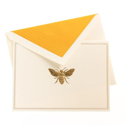 Graphique Bee Designer Cards Luxe Collection, Gold Foil Embossed Stationery Boxed Set, 10 Blank Cards with 11 Envelopes, All Occasion Greetings, 5.25" x 3.8" - color: Bee