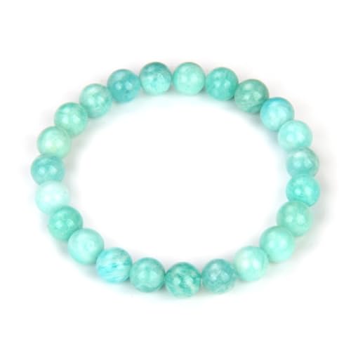 Adabele 1pc Natural Stretch Gemstone Bracelet 6mm (0.24 Inch) Bead 7" 7.5" 8 inch Healing Crystal Quartz Energy Chakra Jewelry Women Birthday Gift - color: Grade A Amazonite, size: 7.5 inch
