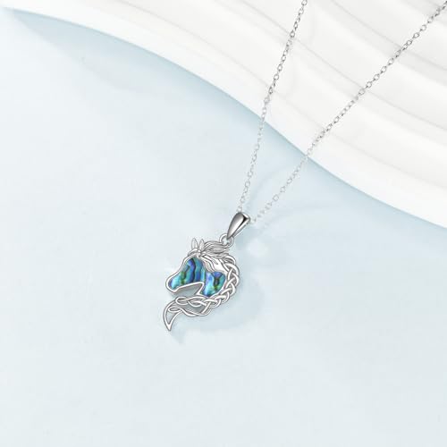Animal Necklace 925 Sterling Silver Pendant Jewelry Gift for Women Animal Lover - style: Horse-abalone shell