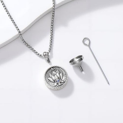 Evil Eye Necklace for Women 925 Sterling Silver, Protection Necklace with Blue Evil Eye Charm, Evil Eye/Lotus Pendant Jewelry, Birthday Christmas Gifts for Her - style: Lotus Evil Eyes 10