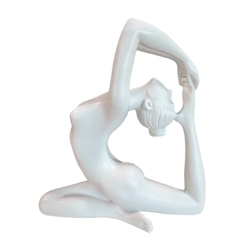 Yoga Figurine Sculpture, Modern Abstract Yoga Statue for Home Decor, Elegant Female Meditation Figurine for Living Room, Office, Yoga Studio & Tabletop Display (White) - color: White