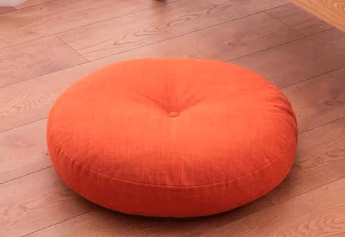 Round Seat Cushion,Japanese Futon,Large Cotton Linen Tatami Floor Pillow,Thicken Tufted Cotton Seat Cushion,Solid Color Floor Cushion,Yoga Meditation Cushion Balc(Size:50x50cm(20x20inch),Color:Orange) - color: Orange, size: 50x50cm(20x20inch)