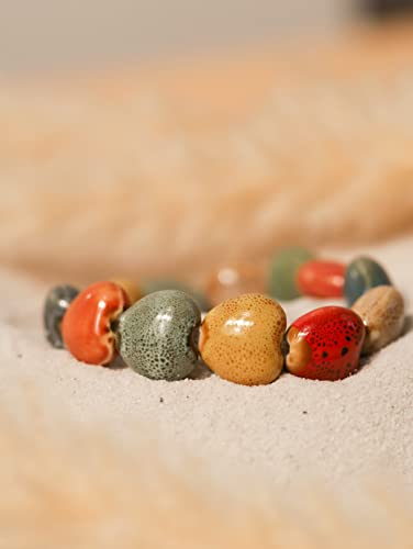 MINACHI Boho Hippie Colorful Ceramic Beads Strand Stretch Bracelet, Bohemian Summer Beach Jewelry Gift for Women - color: S03