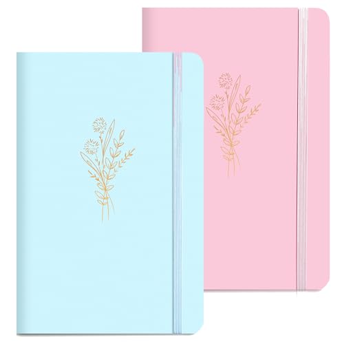 MINICAGIE Lined Journal Notebook for Women Cute Leather Journals for Writing Aesthetic Floral Diary 192 Pages A5 Hardcover Journaling Notebooks with Pen Loop - color: Blue2