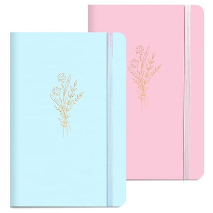 MINICAGIE Lined Journal Notebook for Women Cute Leather Journals for Writing Aesthetic Floral Diary 192 Pages A5 Hardcover Journaling Notebooks with Pen Loop - color: Blue2