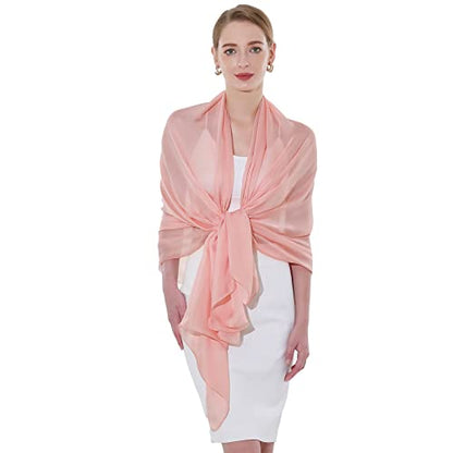 Womens Scarf Pashmina Shawls and Wraps for Evening Dresses Like Chiffon Silk Scarf for Bridal Weddings - color: Peach Beige