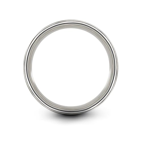 Gift for Yoga Fan - Yoga Meditation Ring - Flat Dome Bevel - Band - Men Women - Brushed Polished - Tungsten - Personalized Custom Engraving - 8mm - Anniversary Wedding - Yellow Rose Gold Silver - color: 13 - Grey Tungsten