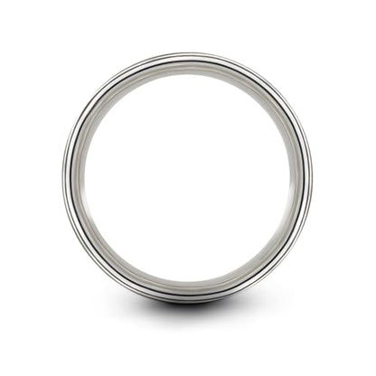 Gift for Yoga Fan - Yoga Meditation Ring - Flat Dome Bevel - Band - Men Women - Brushed Polished - Tungsten - Personalized Custom Engraving - 8mm - Anniversary Wedding - Yellow Rose Gold Silver - color: 13 - Grey Tungsten