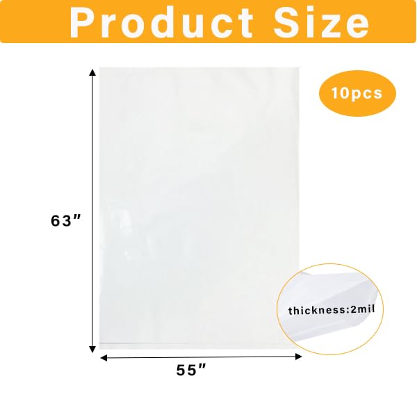 Extra Large Plastic Storage Bags 55 x 63 Inch Large Plastic Bags for Furniture, Luggage, Home Appliances, Kids Toys, Equipments, Industry or Agriculture Use and More (5 pack) - size: 55 x 63"