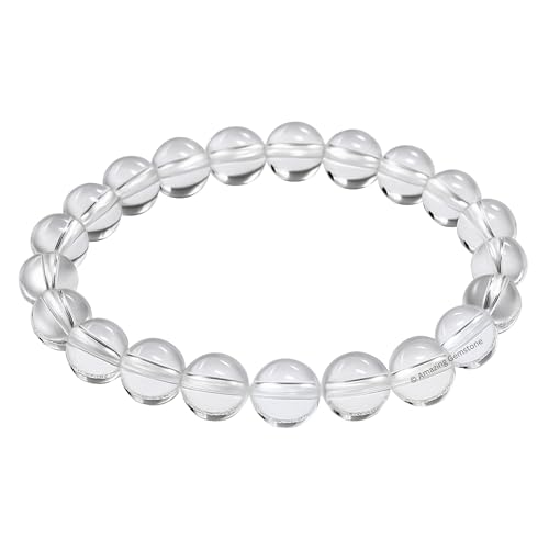 Amazing Gemstone Crystal Bracelet for Women Men's Gifts - Protection Healing Crystal Bracelet - 8mm Gemstone Beaded Stretchable Bracelet Pulseras Para Hombres Mujer Stocking Stuffers Mothers Day Gift (Clear Quartz) - color: Clear Quartz