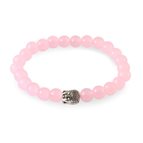 JewarHaat Handamde Jewelry Beaded Bracelet with Buddha Charm Stretchable Jewelry for Women Men Teens - color: Pink