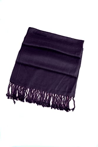 Sakkas Large Soft Silky Pashmina Shawl Wrap Scarf in Solid Colors - color: Plum