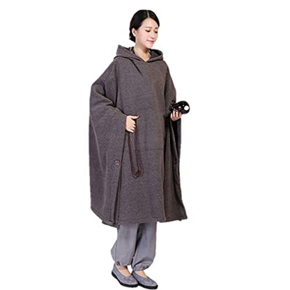 QIEZI Unisex Meditation Hooded Sit-in Cloak - color: Grey, size: X-Large
