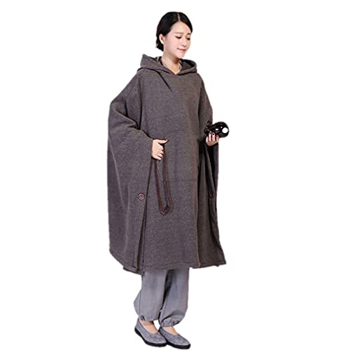 QIEZI Unisex Meditation Hooded Sit-in Cloak - color: Grey, size: Large