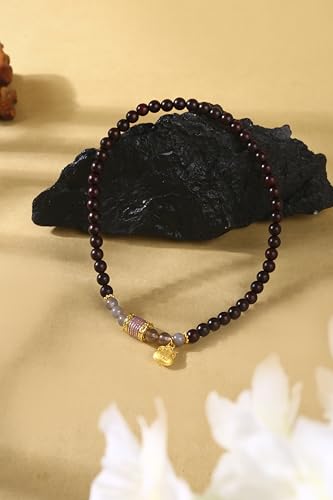 Women’s Wooden Beaded Bracelet, Healing Prayer Mala, Natural Red Sandalwood, Handmade, 52 Beads 6mm, 13.8" Double‑Wrap Stretch, for Meditation, Blessing & Luck, with Pouch, Ideal Gift for Family & Friends