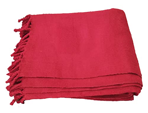 PARIJAT HANDICRAFT Wool Meditation Shawl Tibet Monks Burgundy Red Prayer Wrap to Strengthen Your Daily Meditation Practice