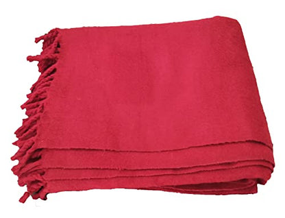 PARIJAT HANDICRAFT Wool Meditation Shawl Tibet Monks Burgundy Red Prayer Wrap to Strengthen Your Daily Meditation Practice