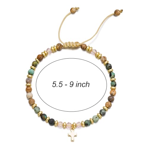 Beaded Bracelets for Women, Colorful Gemstone Natural Stone Boho Rainbow Bracelet - Adjustable Unique Energy Birthday Inspirational Jewelry Gifts for Her Friends Mom Sisters Friendship (1 Pack)