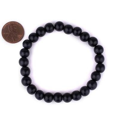 Wood Bead Bracelet - color: Black, size: Medium Beads